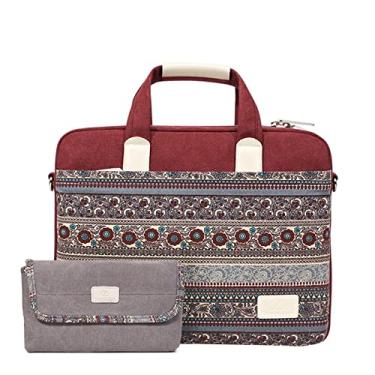 Imagem de Bolsa feminina de lona para laptop, bolsa portátil para laptops de 33.0 cm 35.6 cm 38.1 cm, bolsa de ombro feminina (vermelho C, 33.0 cm)