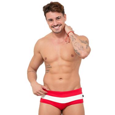 Imagem de Sunga Clássica Vermelha com Off White - JWilas Beachwear