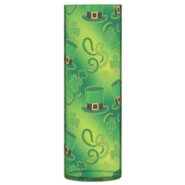 Imagem de CEBUGI Vaso de flores St. Patrick's Element Vaso cilíndrico de 10 cm x 30 cm para flores, vaso transparente inquebrável para decoração de casa de festa de casamento