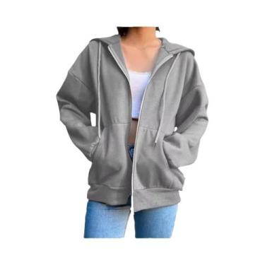 Imagem de Moletom Feminino De Manga Longa Com Capuz E Zíper, Casual E Estiloso, 