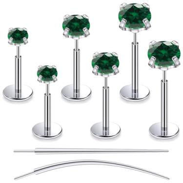 Imagem de Tkzndnm Brincos de titânio F136 20/18/16G, piercing de nariz, medusa, tragus, cartilagem, hélice, labret, costas planas, sem fio, para implante, piercing para mulheres, 20g*6/7/8mm*2/3/4mm, Metal