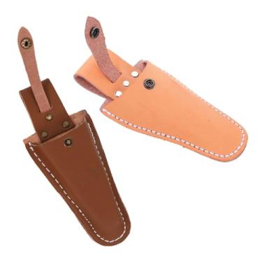 Imagem de NAMOARLY 2 peças de suporte de alicate de couro bovino com bainha de tesouras estilo vintage para tesouras de poda de jardim, estojo de ferramentas de jardinagem para homens, pai, namorado