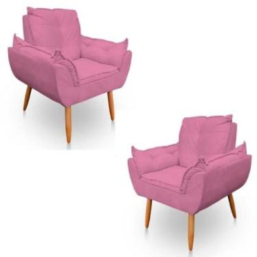 Imagem de Kit 2 Poltronas Decorativas Opala Sala de Estar Tecido Suede Rosa Hori