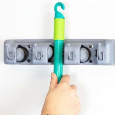 Imagem de Suporte Organizador 4 Vassouras com Ganchos Cinza