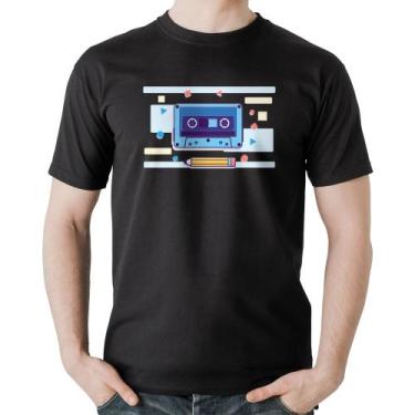Imagem de Camiseta Algodão Fita Cassete - Foca na Moda, Preto, GG
