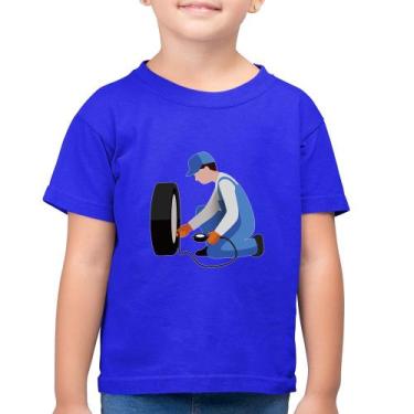 Imagem de Camiseta Algodão Infantil Borracharia - Foca na Moda, Azul royal, 4