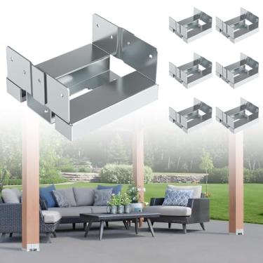 Imagem de FMhotu Base de poste galvanizado para concreto, base de âncora ajustável de alumínio e zinco, suporte de base de poste com suporte de 2,5 cm para varanda de pérgola de gazebo (15, 15 x 15)