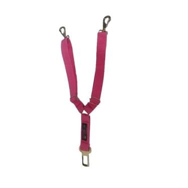 Imagem de Cinto Segurança Duplo Pet Cachorro Gato Animais de Estimação Ajustável, Proteção para Viagem com Pets(Rosa)