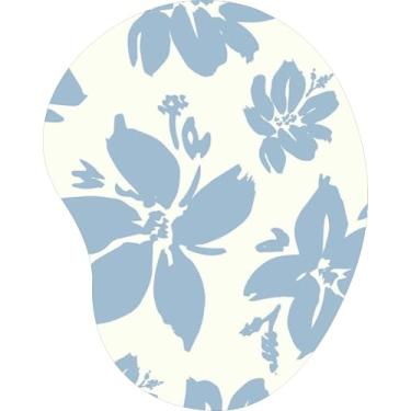 Imagem de Mouse Pad Ergonômico Gota Silhueta Floral Azul e Branco