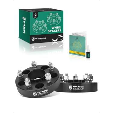 Imagem de YHTAUTO Espaçadores de roda de 5 x 4,75 polegadas, compatíveis com Chevrolet, GMC, Buick, Cadillac, Pontiac Modelos, espaçadores de pneu com pinos de grau M12 x 1,5 e 12,9, furo do cubo de 70,5 mm, 5 terminais, adaptador de roda preto 2 peças