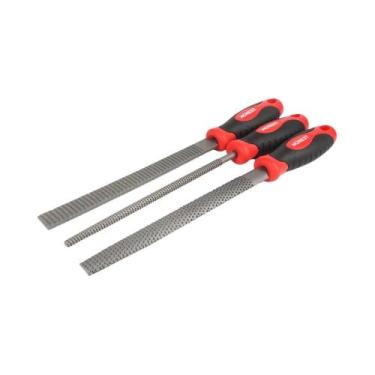 Imagem de Conjunto De Limas De Madeira Reforçadas 3 Peças Redondas, Planas E Mei