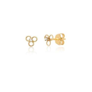 Imagem de Par De Brincos De Flor Baby Em Ouro 10k Ab148 - MAEHLER Arte Em Joias,
