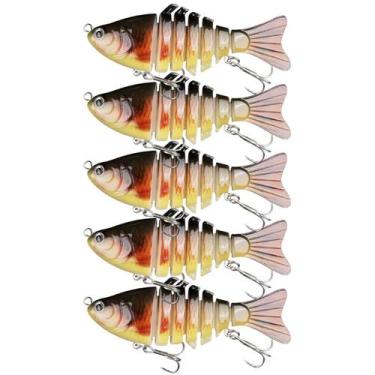 Imagem de Kit 5 Iscas Artificiais 6 Sessões lambari articulada efeito realista -