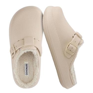 Imagem de CUSHIONAIRE Tamanco feminino Fable Recovery com forro de pele sintética e conforto, Caqui, 36