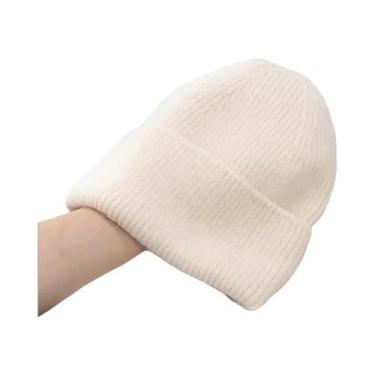 Imagem de Chapéu Feminino de Malha com Pele de Coelho - Quentinho para o Inverno