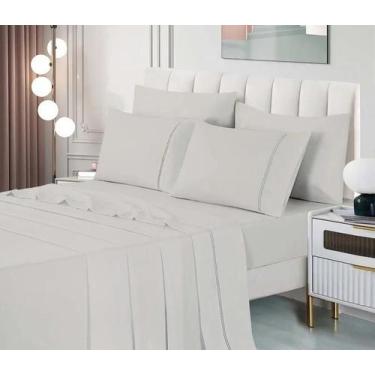 Imagem de Jogo de Cama Niazitex Percal Soft 300 Glamour Solteiro Cinza Claro - C