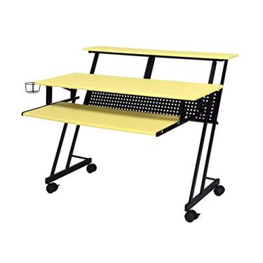 Imagem de U5GAAALPPQ9 Mesa de jogos com suporte de copo para computador, mesa de escritório em casa com bandeja de teclado, mesa de PC em forma de Z, estação de trabalho com gancho para fone de ouvido