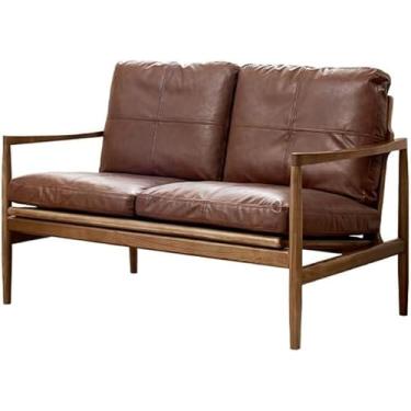 Imagem de Sofá simples e preguiçoso sofá de esponja de alta elasticidade moderno retrô hotel design de sofá de madeira maciça cadeira de lazer única cadeira de sofá durável confortável decoração de casa PU pele