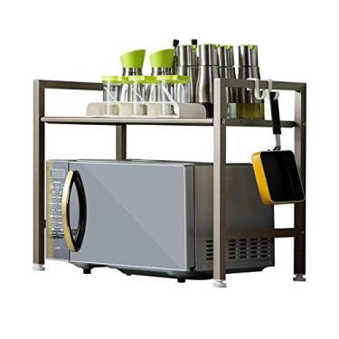 Imagem de U5GAAALPPQ9 Prateleira de cozinha de aço inoxidável, prateleiras de micro-ondas, 2 prateleiras, prateleira de armazenamento de forno, prateleira de acabamento de espaço prateleira de armário de 3