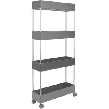 Imagem de Carrinho Organizador, Com Prateleira, Carrinho Organizador com Rodinhas, Carrinho Multiuso Organizador Prateleira Cozinha 4 Andares
