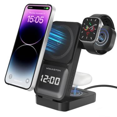 Imagem de H'MASTON carregador Indução 3 em 1 Carregador Sem Fio com Display LED, 25W Carregamento Rápido Compatível com Celular, Smartwatch e Fone de Ouvido Entrada Tipo C Material ABS+PC