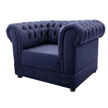 Imagem de Poltrona Decorativa Chesterfield Ana Corano Azul Marinho - Doce Sonho 