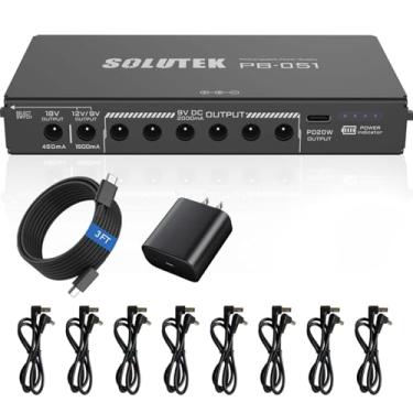 Imagem de Solutek Rechargeable Guitar Pedal Power Supply 12800 10-Outputs High-Current 2000mA 9V 12V 18V 5V for Pedal Board and more devices | Convenient Quiet Powerful Compact | Model PB-051