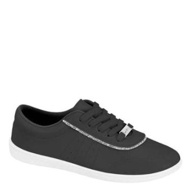 Imagem de Tênis Sapato Casual Feminino Moleca Confortável Brilho Leve - Preto/Prata - 39-Feminino