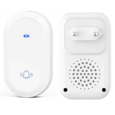 Imagem de Campainha Auto Alimentada Sem Fio e Sem Bateria com 38 Melodias 150 Metros de Alcance Otima para residencia Escritório (Branca)