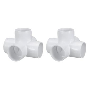 Imagem de DTGN 2 peças de encaixe de PVC de cotovelo de 3,8 cm, encaixe de tubo de PVC de grau cruzado de 5 vias SCH40, conector de cotovelo de canto DIY para móveis de construção, conexão de estrutura de