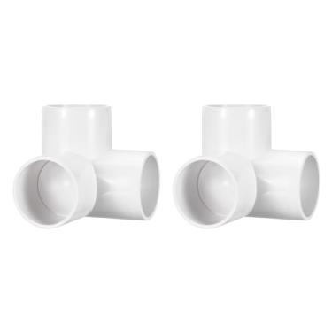 Imagem de DTGN 2 peças de encaixe de PVC de cotovelo de 5 cm, encaixe de tubo de PVC de grau de mobiliário de 3 vias SCH40, conector de cotovelo de canto DIY para móveis de construção, conexão de estrutura de