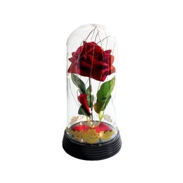 Imagem de Luminária A Rosa Encantada Com Tribais Dourados Amor Lindo