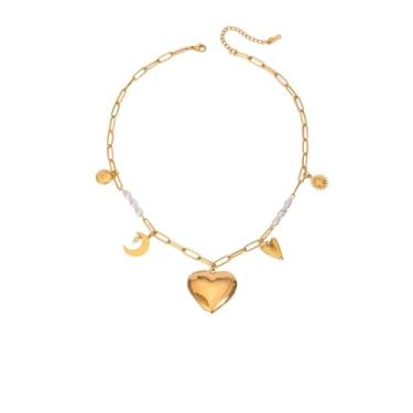 Imagem de Colar de caixa de fotos de aço inoxidável colorido, pingente de borboleta, pérola, joia feminina, pérola do dia dos namorados