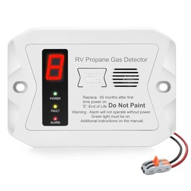 Imagem de Zkmiles Detector de gás propano R501 RV para motorhome, trailer de viagem, van camper e caminhão, monitor de vazamento de gás LP, alarme sonoro e visual, DC 12V, branco
