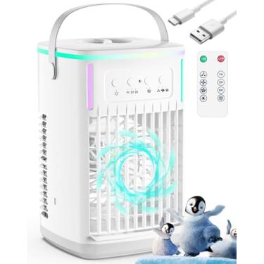 Imagem de KEDESY Ventilador de ar condicionado portátil com controle remoto, tanque de 1500 ml, temporizador 1-6H, 3 velocidades de vento, mini refrigerador de ar pessoal com umidificador para quarto e mesa