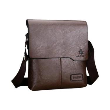 Imagem de Bolsa Mensageiro Vintage De Couro Marrom E Preto Para Homens, Bolsa De