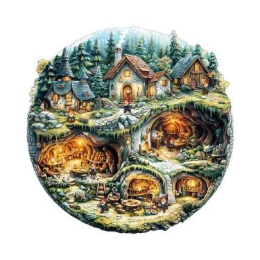 Imagem de Quebra-Cabeça De Madeira Para Adultos: Vila De Gnomos Da Floresta De C