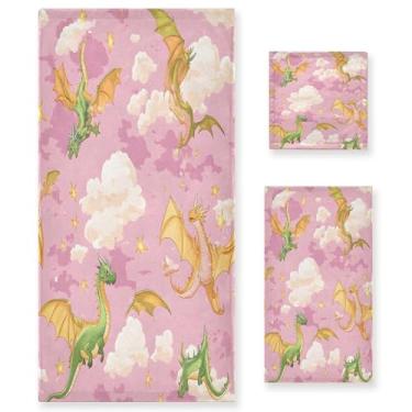 Imagem de xigua Conjunto de toalhas de banheiro coloridas dragões absorventes macias 3 peças toalha de banho toalha de mão toalhas decorativas para banheiro, academia, hotel, praia, piscina