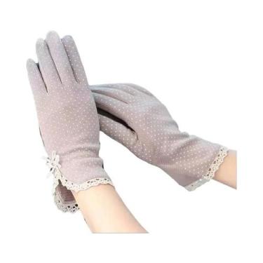 Imagem de Luvas Femininas Finas De Seda Gelada Com Proteção Solar E Antiderrapan