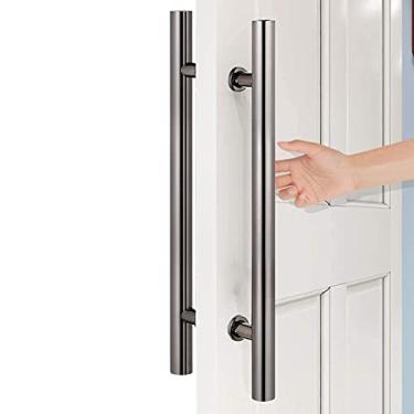 Imagem de Puxador de porta, aço inoxidável - Puxador de luxo contemporâneo para portas da frente, celeiro, chuveiro, vidro - puxador de pressão - Design moderno