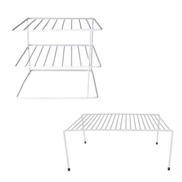 Imagem de Kit Porta Prato Com Organizador Grande Branco E Preto - TR ARAMADOS, B