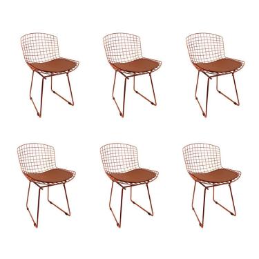 Imagem de Kit 6 Cadeiras Bertoia Cobre Com Assento Cobre