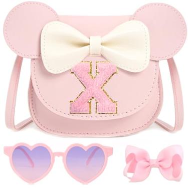 Imagem de PRLINJSK Bolsa infantil para presente de aniversário para meninas, bolsa infantil, carteira com mouse, bolsa transversal, conjunto de presente, rosa, Small, X