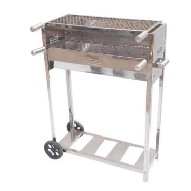 Imagem de Churrasqueira Móvel Inox Espetinho Grelhas Churrasco Carne - INOX LAUR