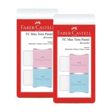 Imagem de Kit Borracha Faber-Castell Max Branca Capa Plástica Tons Pastel com 4 Unidades Cores Diversas