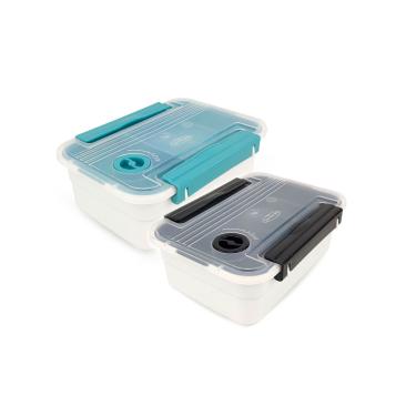 Imagem de Kit 2 Marmitas Nitron Bom Apetite 800ML Bandeja C/ Divisórias e Válvula BPA Free Microondas