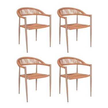 Imagem de Kit com 4 Cadeiras em Alumínio e Corda Náutica Laguna Terracota