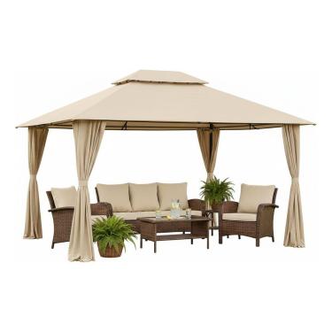 Imagem de Tenda Gazebo Retangular 4x3 Aco E Poliester Deluxe - Malibu Bege