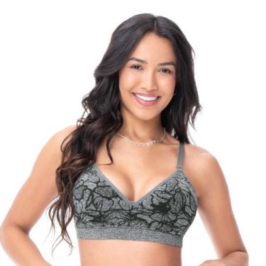 Imagem de Sutiã Comfort com Bojo sem Costura Flores Verde Grigio - Zee Rucci, 40