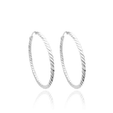 Imagem de Brinco Argola Trançada em Prata 925 Elegante - Tropical Joias, Prata